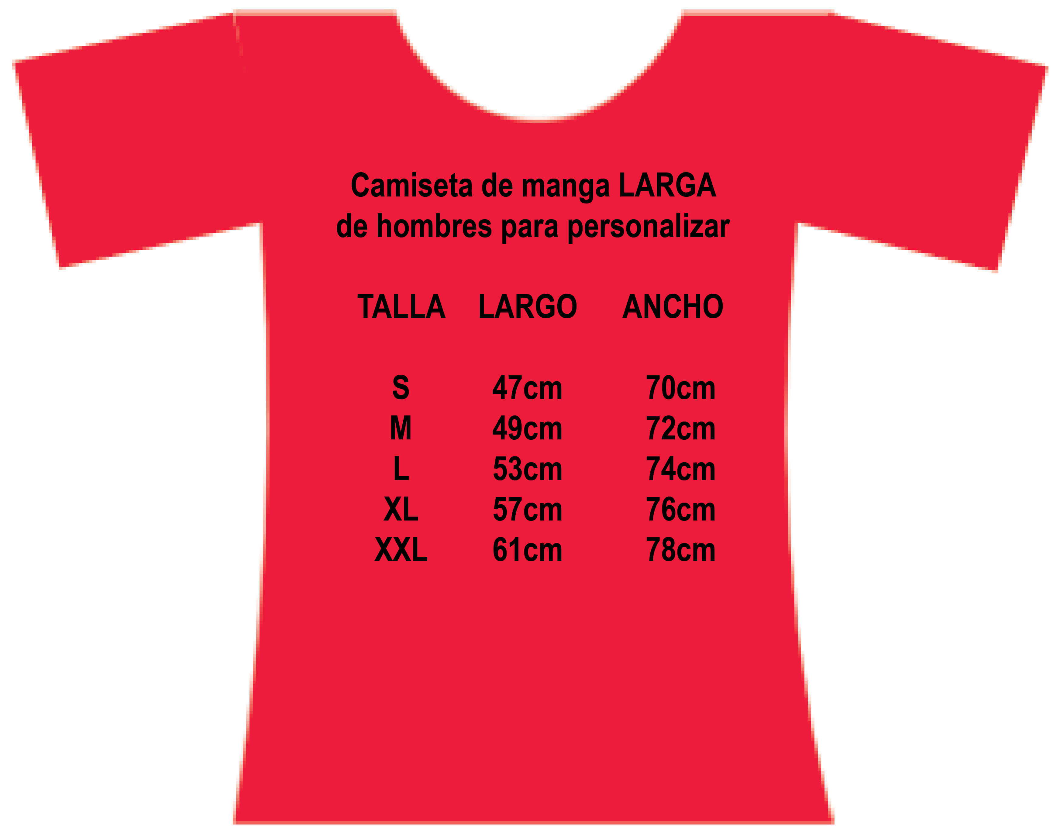 tallas de camiseta de manga larga para personalizar para hombre