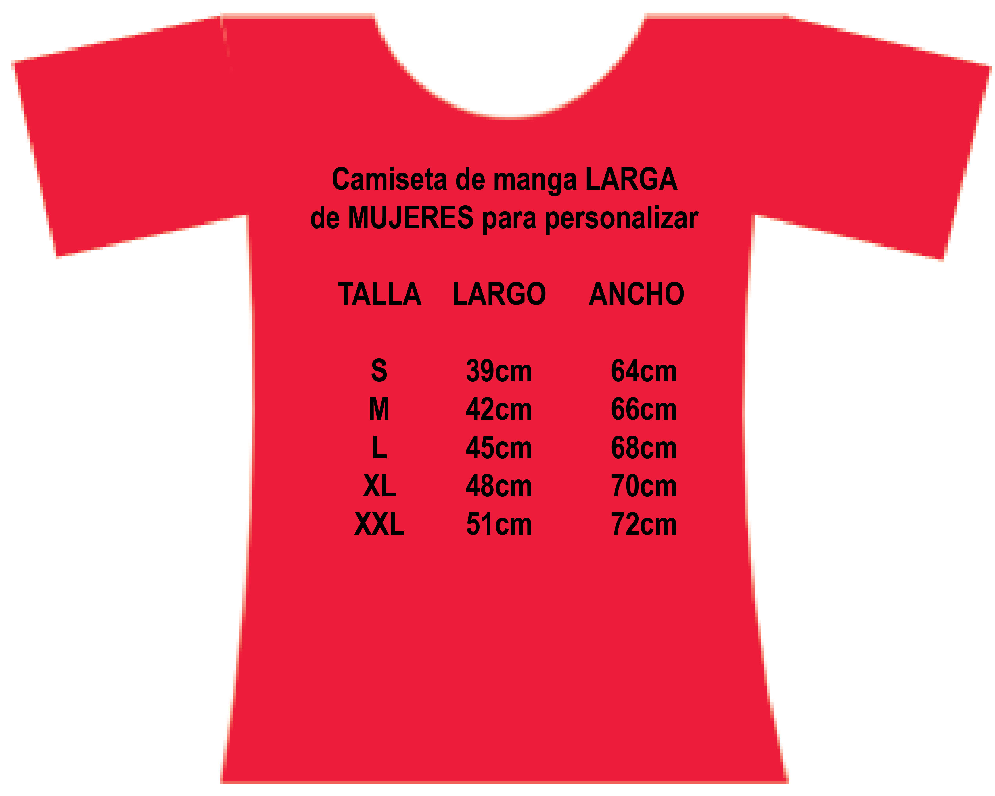 tallas de camiseta de manga larga para personalizar para mujer