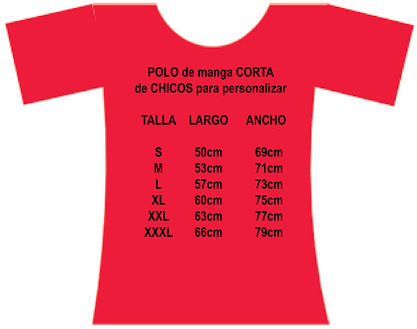 tallas de polos de manga corta para personalizar para hombre