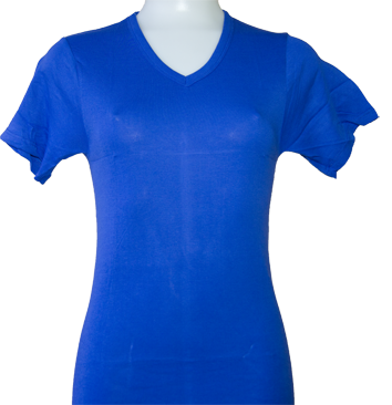 Camiseta Manga corta cuello V de color Azul INtenso