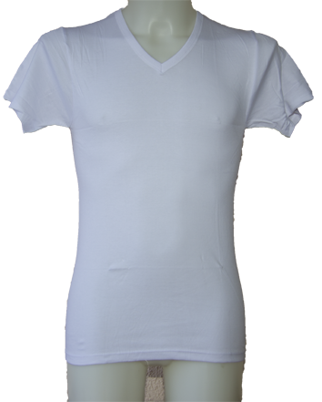 Camiseta blanca de cuello en V de manga corta