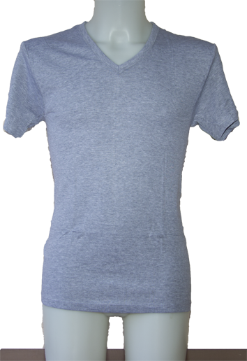 Camiseta gris de cuello en V de manga corta