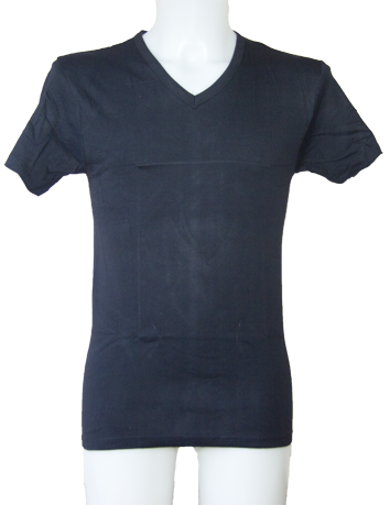 Camiseta negra de cuello en V de manga corta