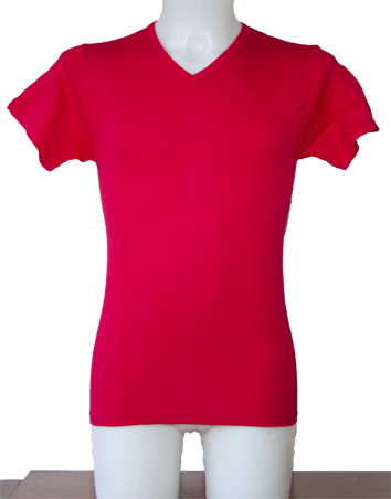 Camiseta roja de cuello en V de manga corta
