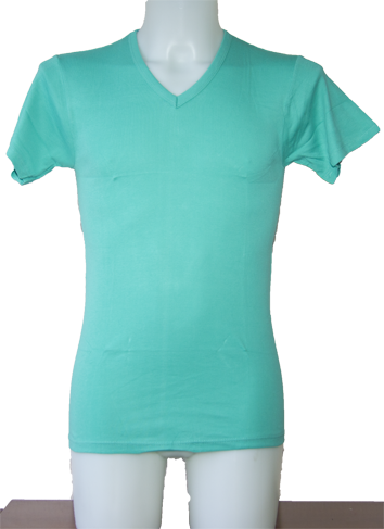 Camiseta verde de cuello en V de manga corta
